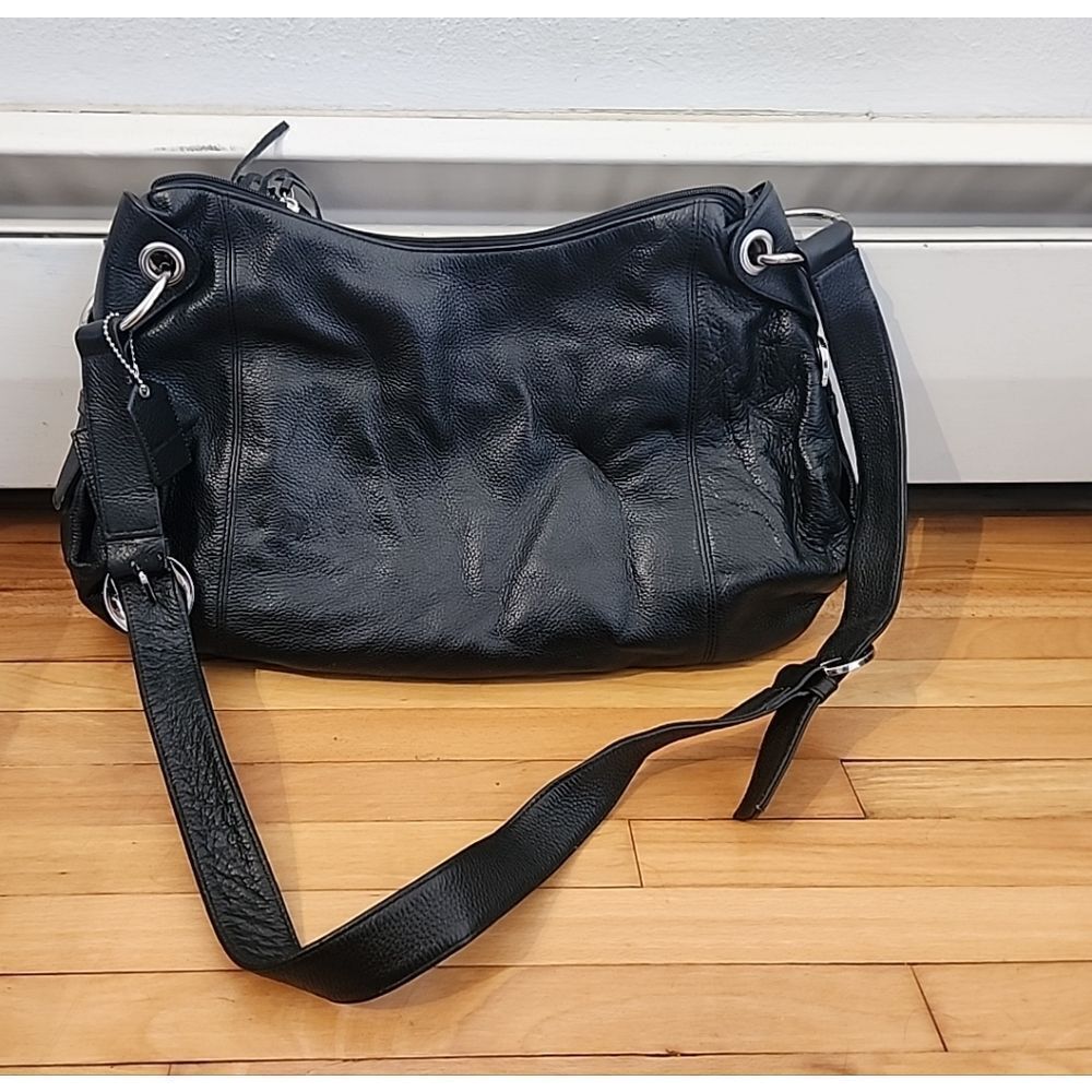 Buxton Black B Collective Pebbled Leather Crossbody  Purse Shoulder Bag